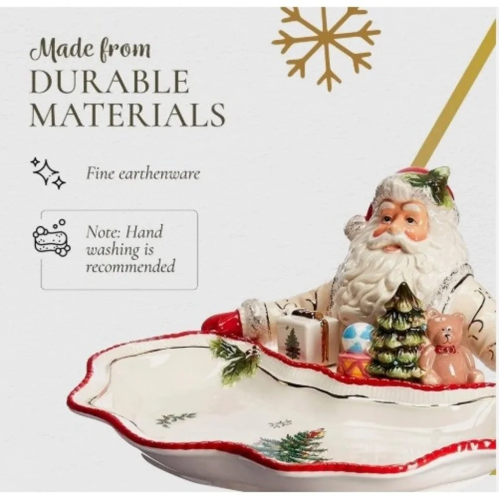 Spode Christmas Tree Figural Santa Candy Dish Serving Platter‎ Holiday Party